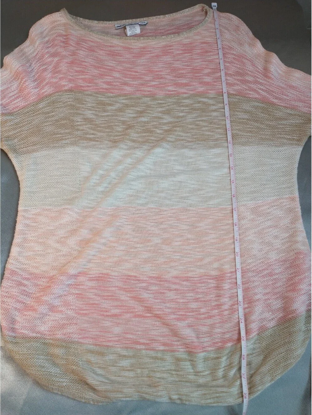 Two-one-two New York Petite, Knit Sweater, Pastel Colors, 3/4 Sleeve, Light,...